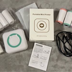Portable Mini Thermal Printer - White with Mint Accent